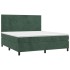 Cama box spring con colchón terciopelo verde oscuro 160x200