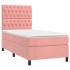 Cama box spring con colchón terciopelo rosa 100x200