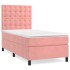 Cama box spring con colchón terciopelo rosa 90x190
