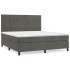 Cama box spring con colchón terciopelo gris oscuro 160x200