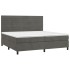Cama box spring con colchón terciopelo gris oscuro 200x200