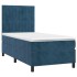 Cama box spring con colchón terciopelo azul oscuro 100x200