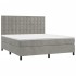 Cama box spring con colchón terciopelo gris claro 180x200