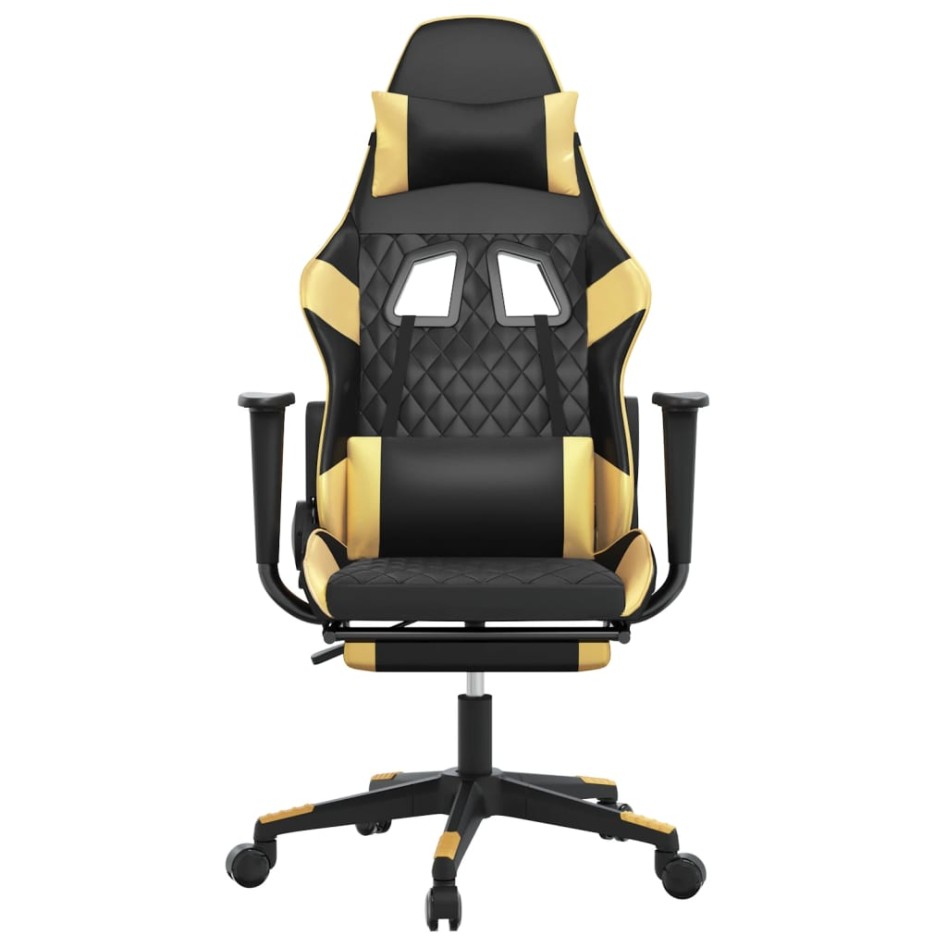 Silla gaming con reposapiés cuero sintético negro
