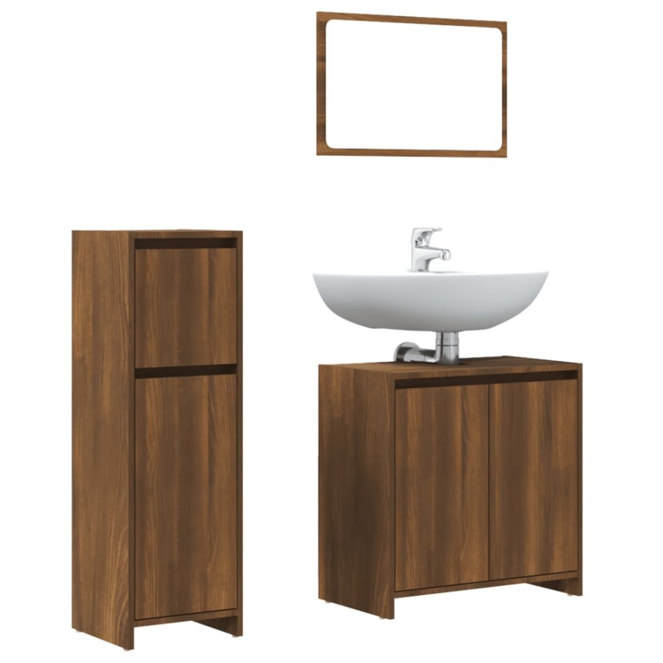 Set de muebles baño 3 pzas madera contrachapada roble