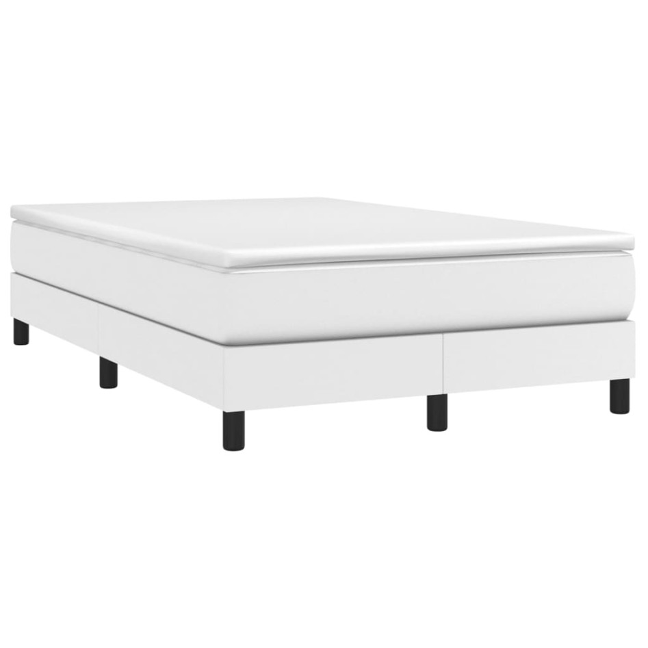Cama box spring con colchón cuero sintético blanco 120x200