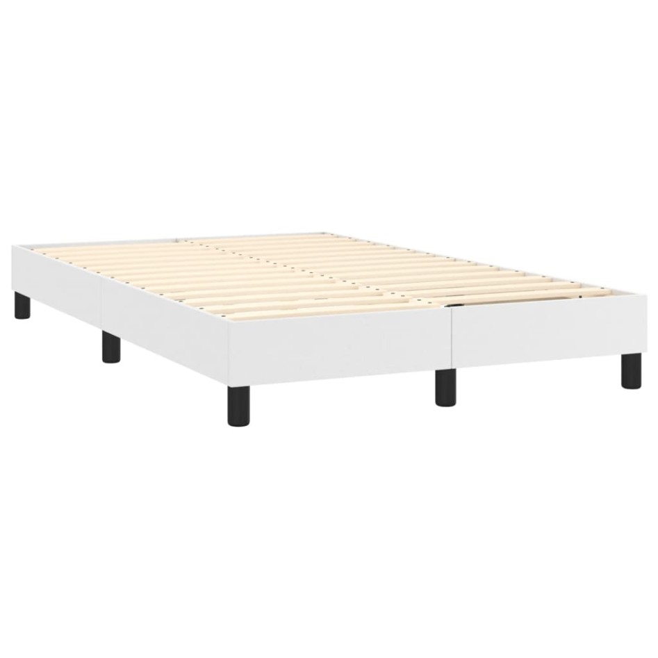 Cama box spring con colchón cuero sintético blanco 120x200