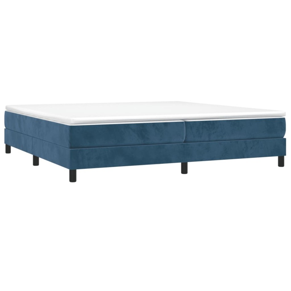 Cama box spring con colchón terciopelo azul oscuro 200x200