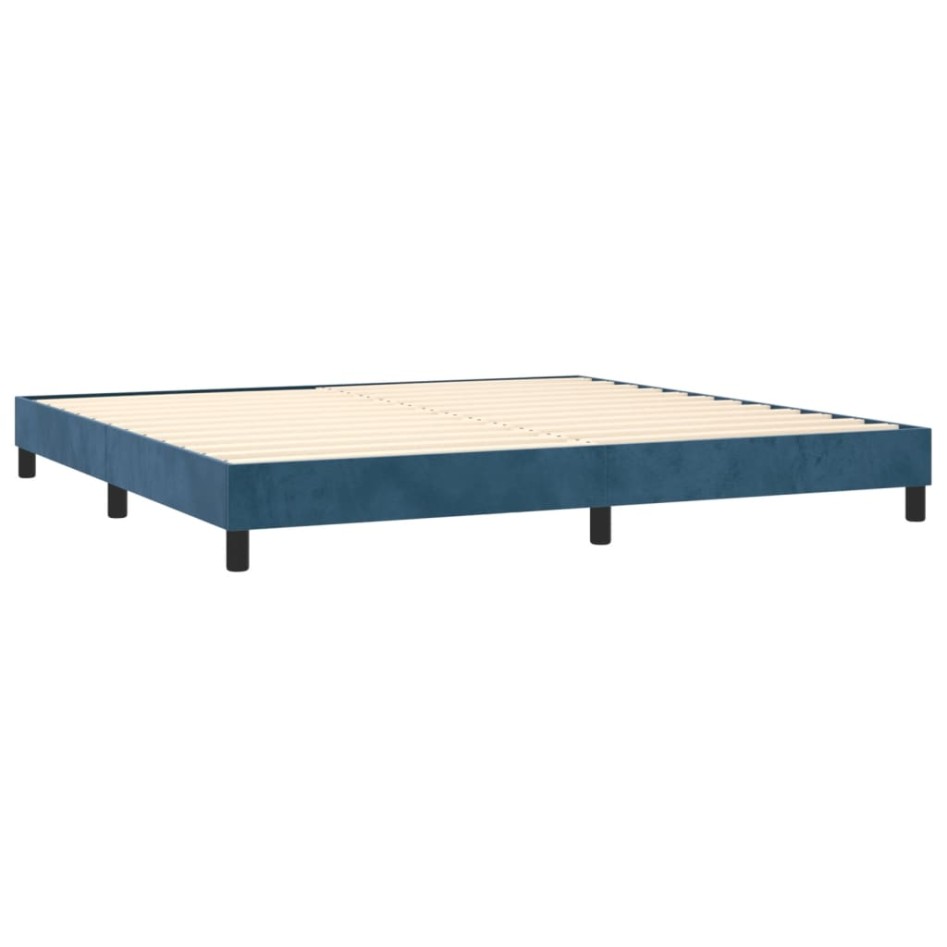 Cama box spring con colchón terciopelo azul oscuro 200x200