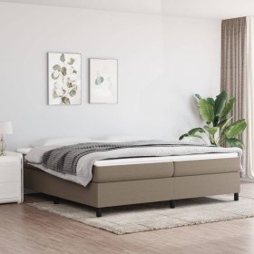 Cama box spring con colchón tela gris taupe 200x200