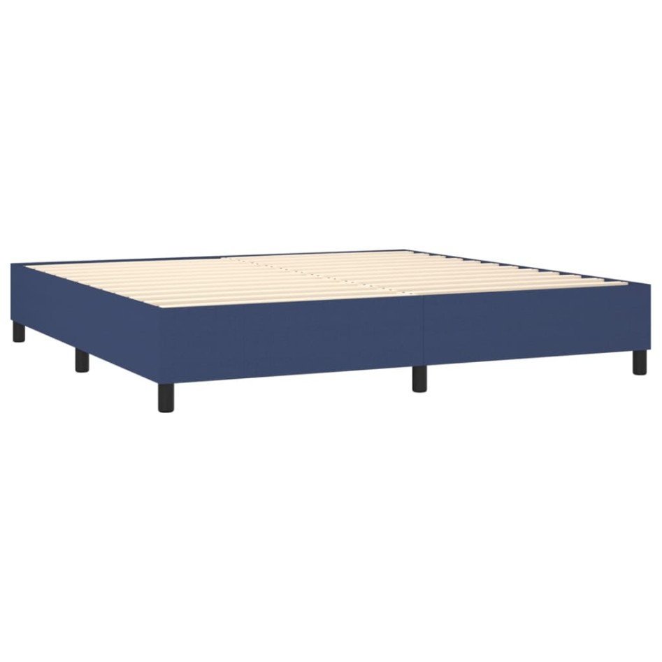 Cama box spring con colchón tela azul 200x200