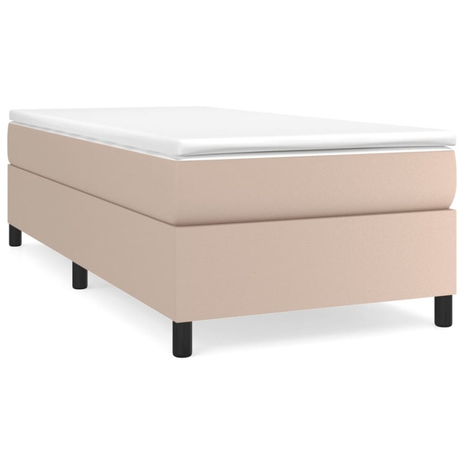 Cama box spring con colchón cuero sintético capuchino 80x200
