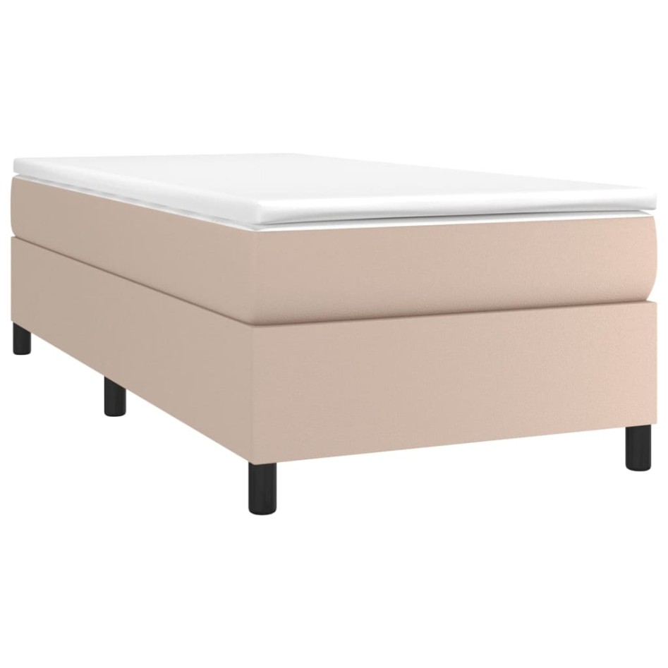 Cama box spring con colchón cuero sintético capuchino 80x200