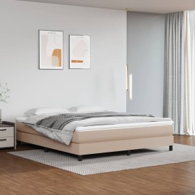 Cama box spring con colchón cuero sintético capuchino