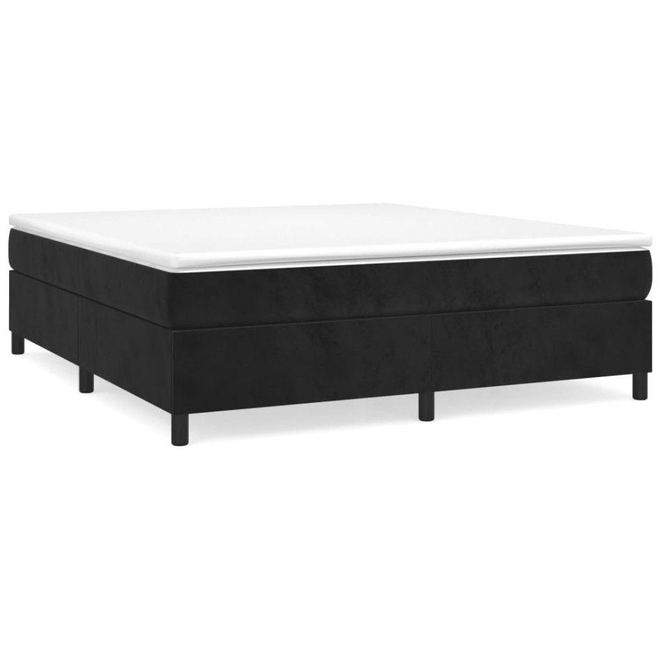 Cama box spring con colchón terciopelo negro 200x200