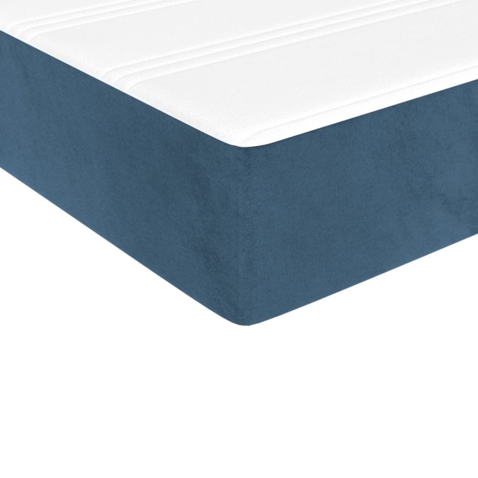 Cama box spring con colchón terciopelo azul oscuro 200x200