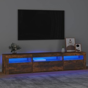 Mueble de TV con luces LED roble ahumado 195x35x40