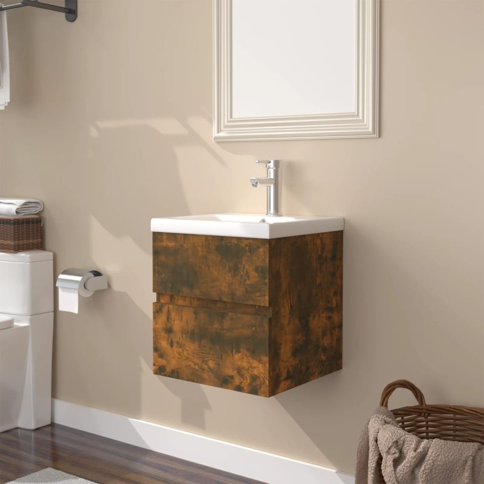 Mueble de baño con lavabo madera contrachapada roble