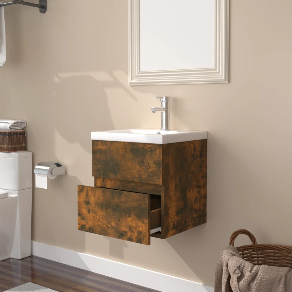 Mueble de baño con lavabo madera contrachapada roble