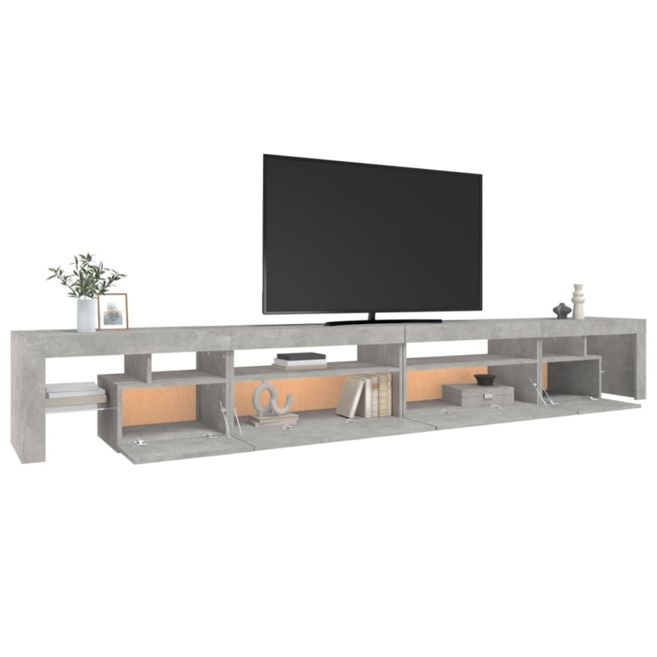Mueble de TV con luces LED gris hormigón 290x36,5x40