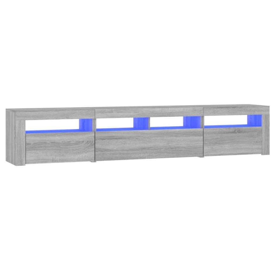 Mueble de TV con luces LED gris Sonoma 210x35x40
