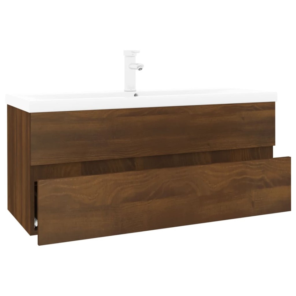 Mueble de baño con lavabo madera contrachapada marrón