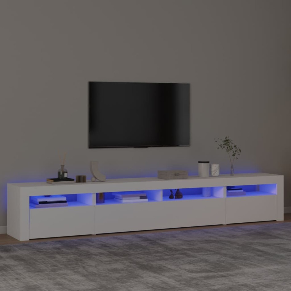 Mueble de TV con luces LED blanco 240x35x40