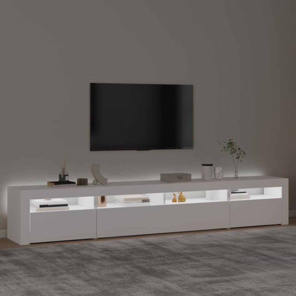 Mueble de TV con luces LED blanco 240x35x40