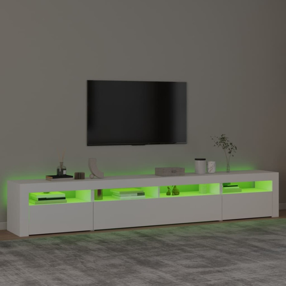 Mueble de TV con luces LED blanco 240x35x40