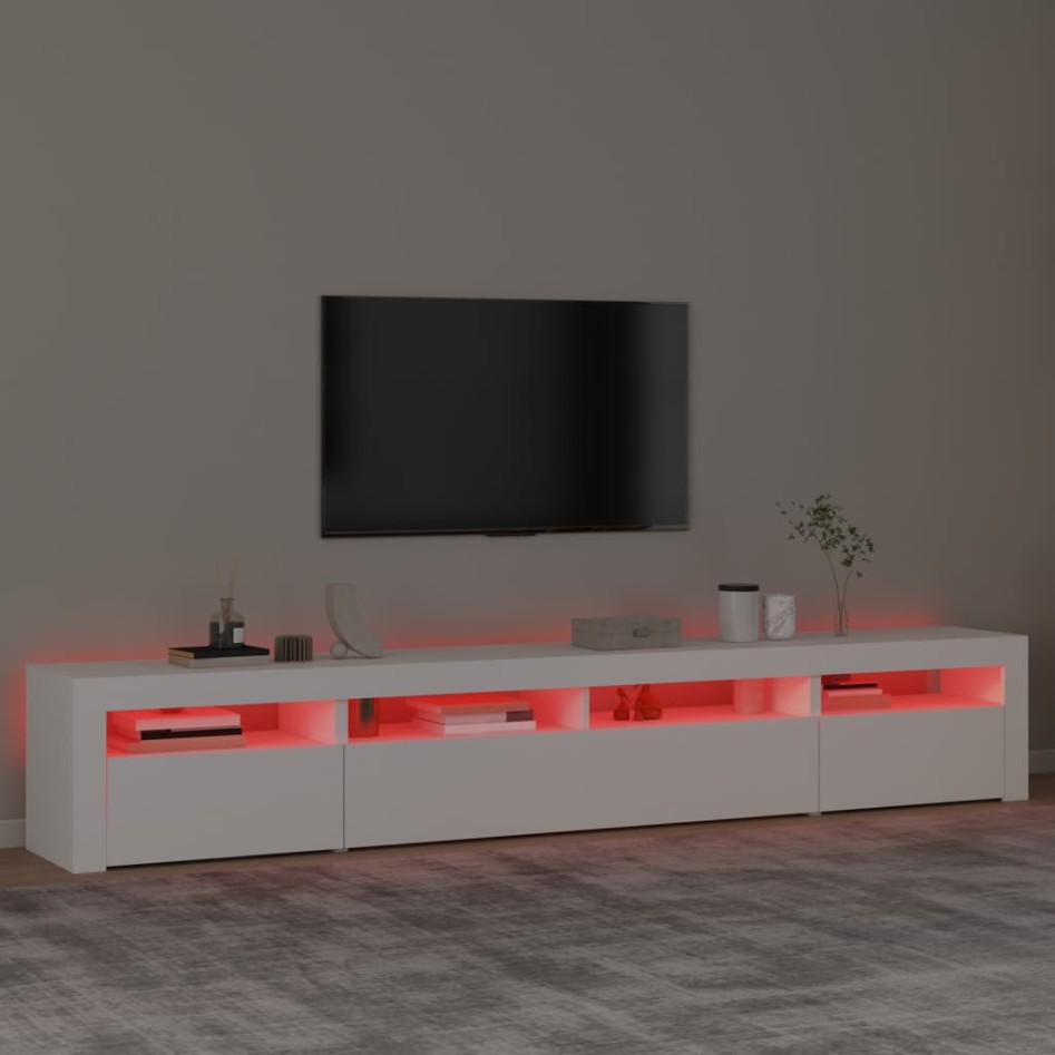 Mueble de TV con luces LED blanco 240x35x40