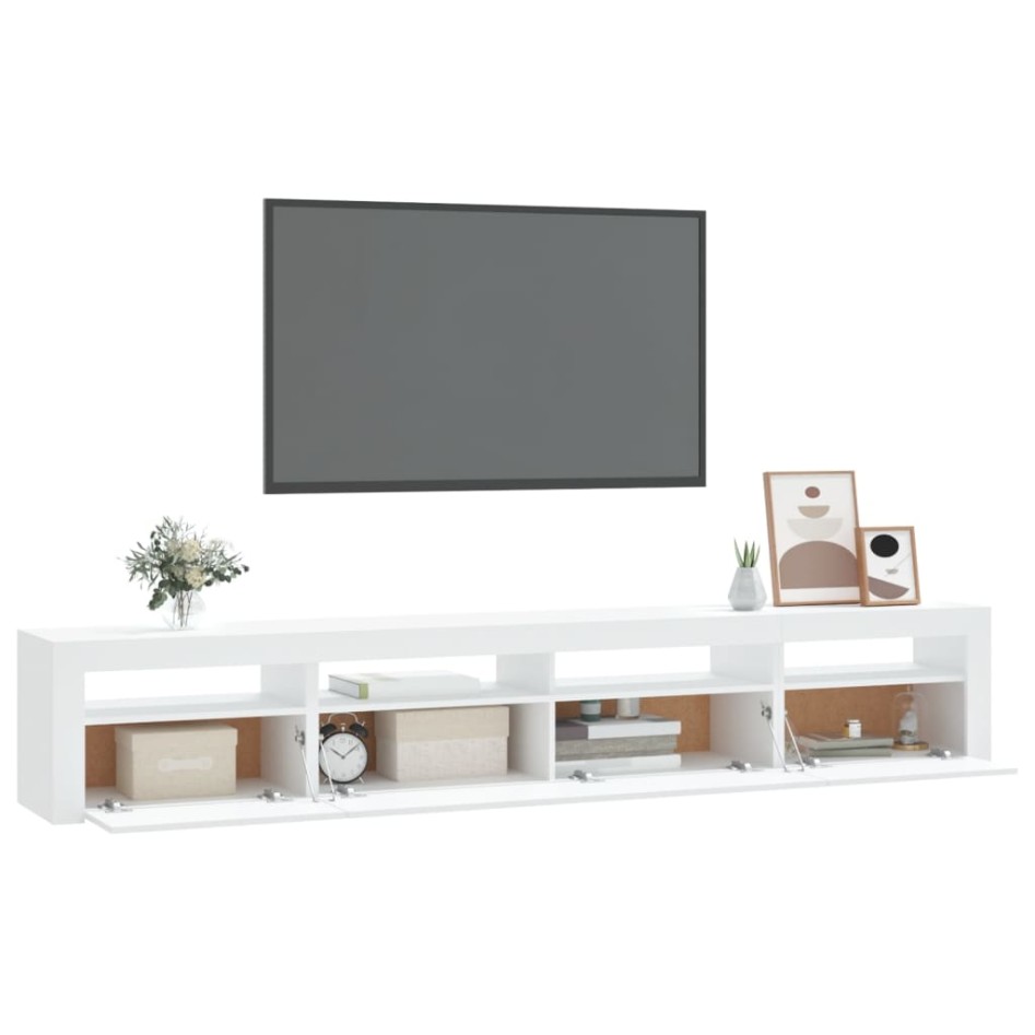 Mueble de TV con luces LED blanco 240x35x40