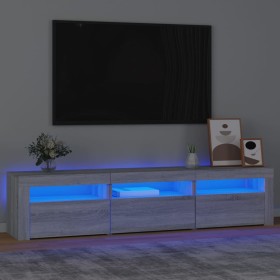 Mueble de TV con luces LED gris Sonoma 180x35x40