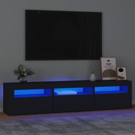 Mueble de TV con luces LED negro 180x35x40