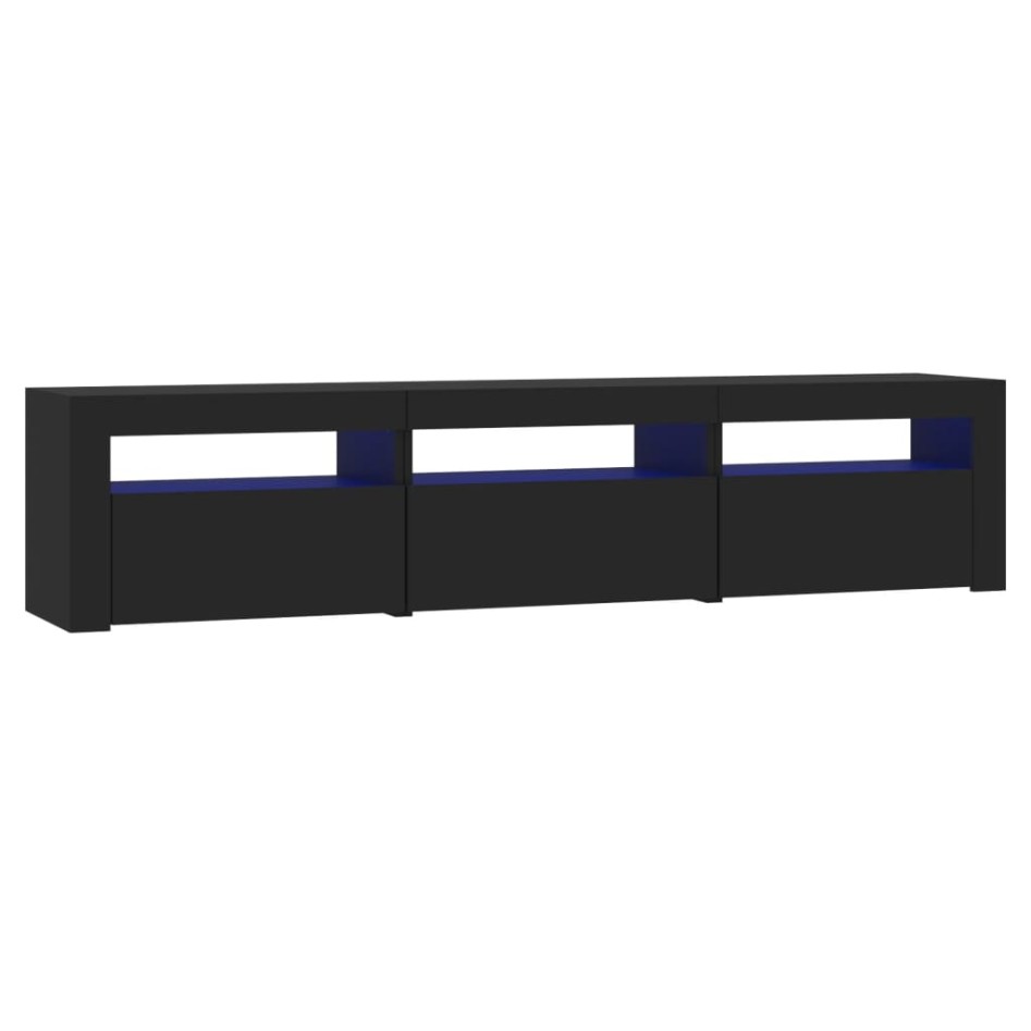Mueble de TV con luces LED negro 180x35x40