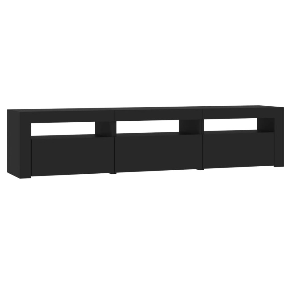 Mueble de TV con luces LED negro 180x35x40