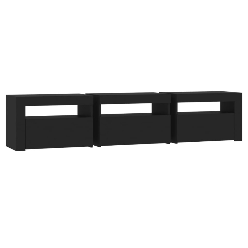 Mueble de TV con luces LED negro 180x35x40