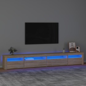 Mueble de TV con luces LED roble Sonoma 270x35x40