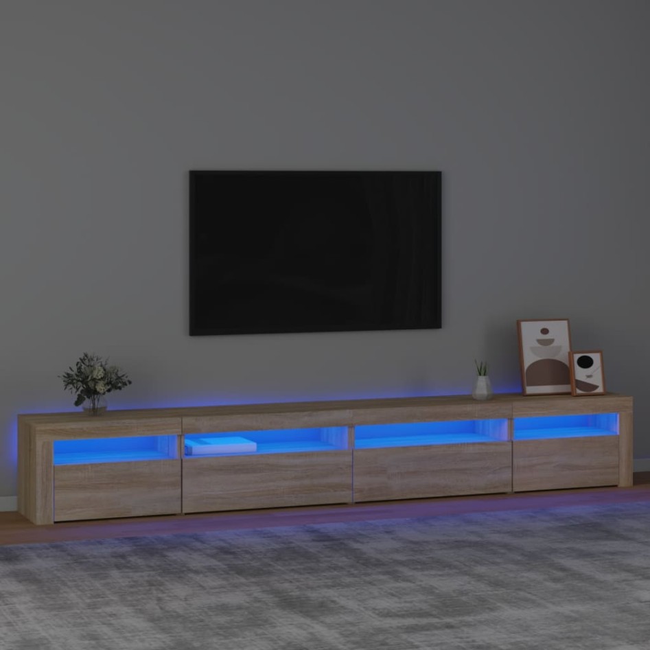 Mueble de TV con luces LED roble Sonoma 270x35x40