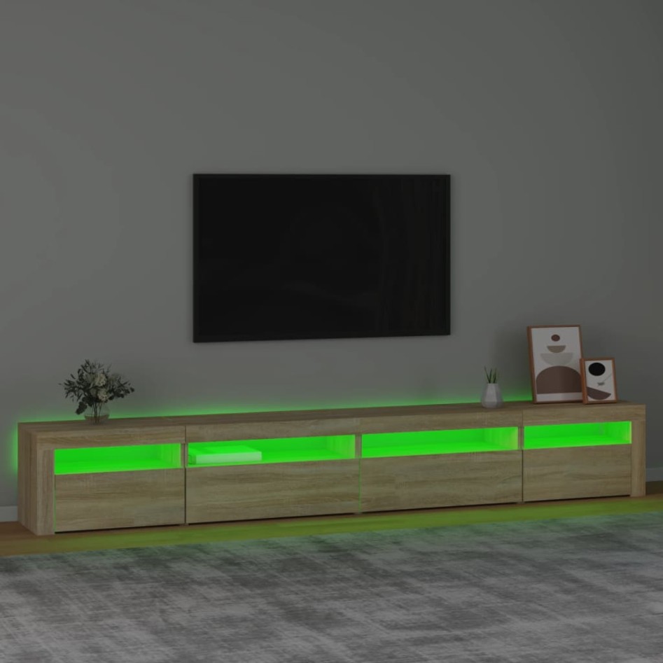 Mueble de TV con luces LED roble Sonoma 270x35x40