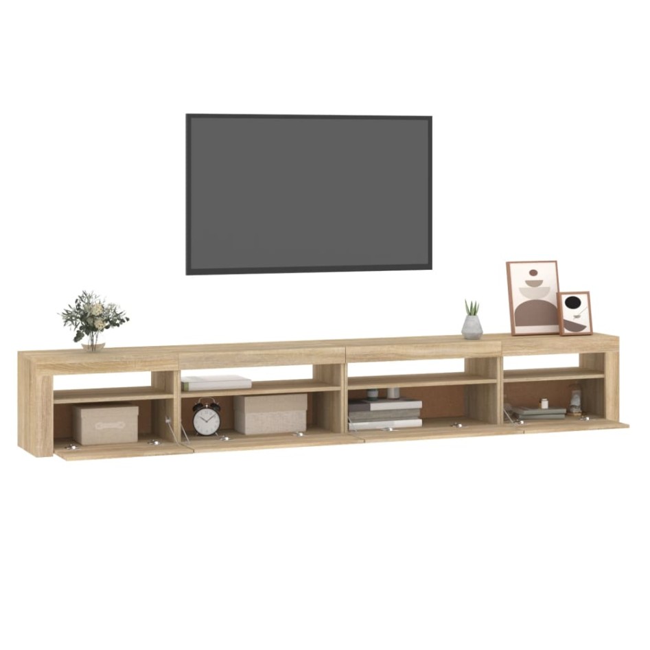 Mueble de TV con luces LED roble Sonoma 270x35x40