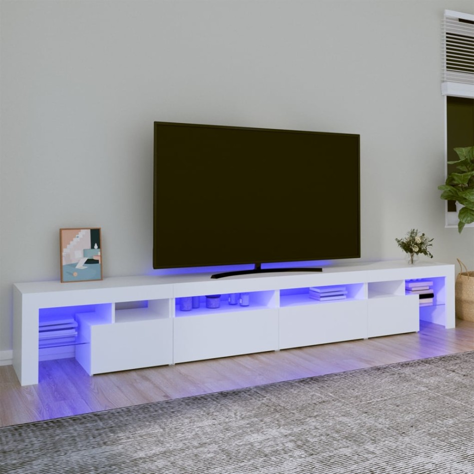 Mueble de TV con luces LED blanco 260x36,5x40