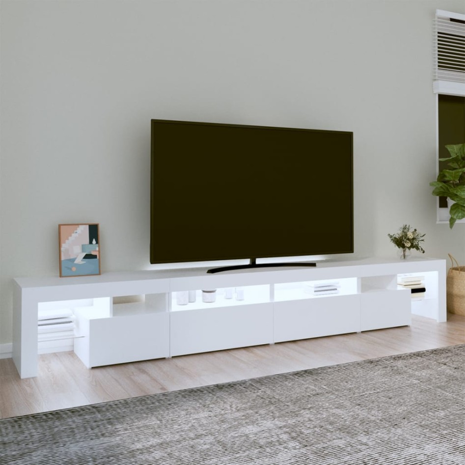 Mueble de TV con luces LED blanco 260x36,5x40