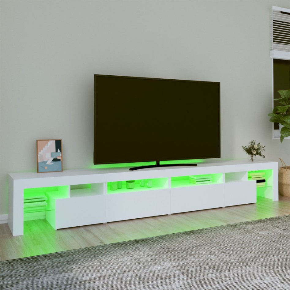 Mueble de TV con luces LED blanco 260x36,5x40