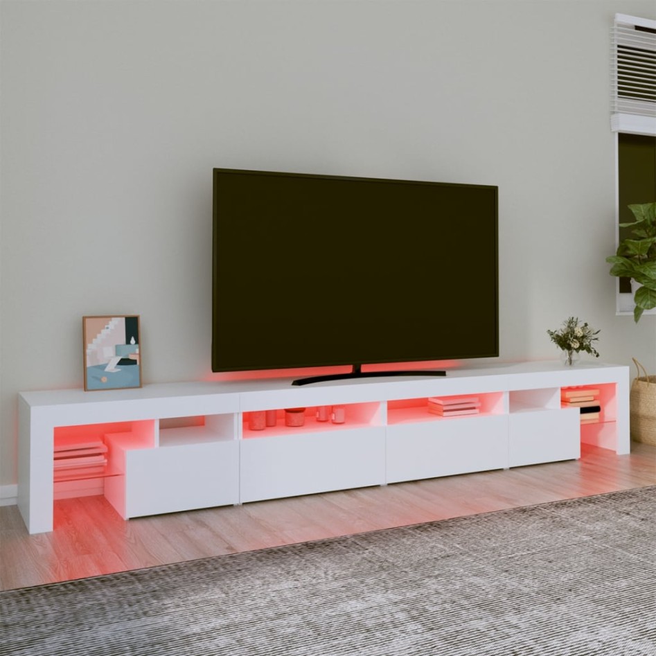 Mueble de TV con luces LED blanco 260x36,5x40