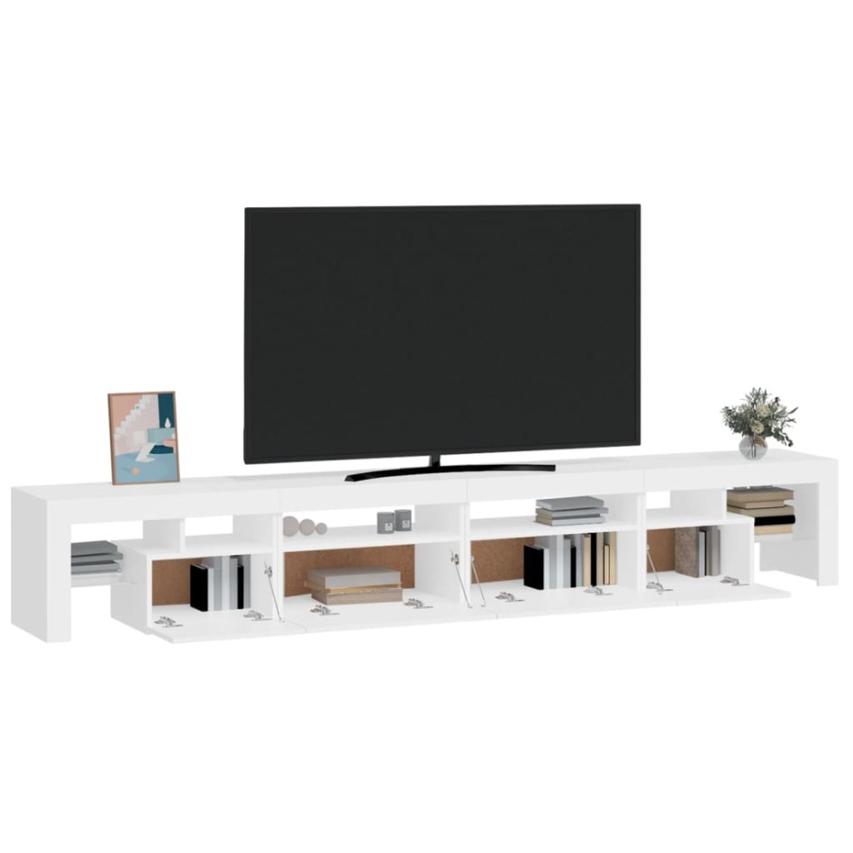 Mueble de TV con luces LED blanco 260x36,5x40