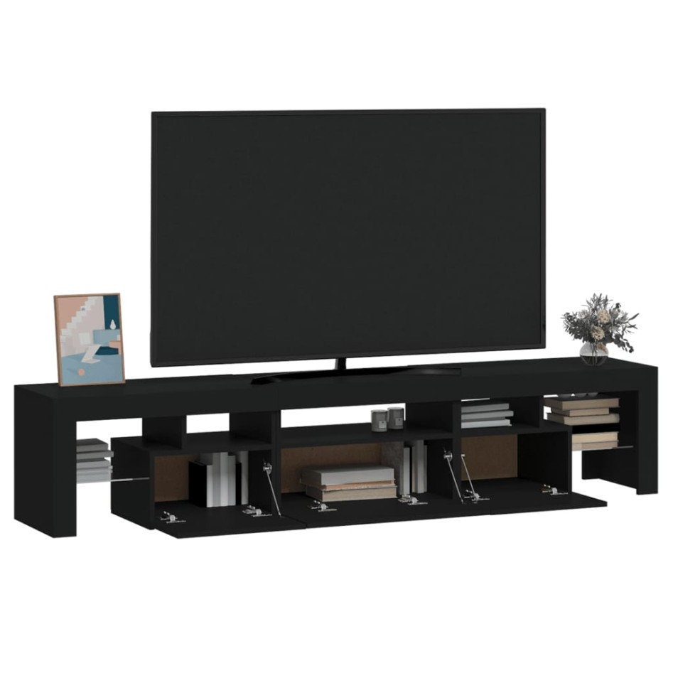 Mueble de TV con luces LED Negro 200x36,5x40