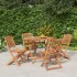 Juego de comedor de jardín 5 piezas madera maciza de