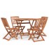 Juego de comedor de jardín 5 piezas madera maciza de