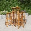 Mesa y taburetes altos de jardín 5 pzas madera maciza acacia