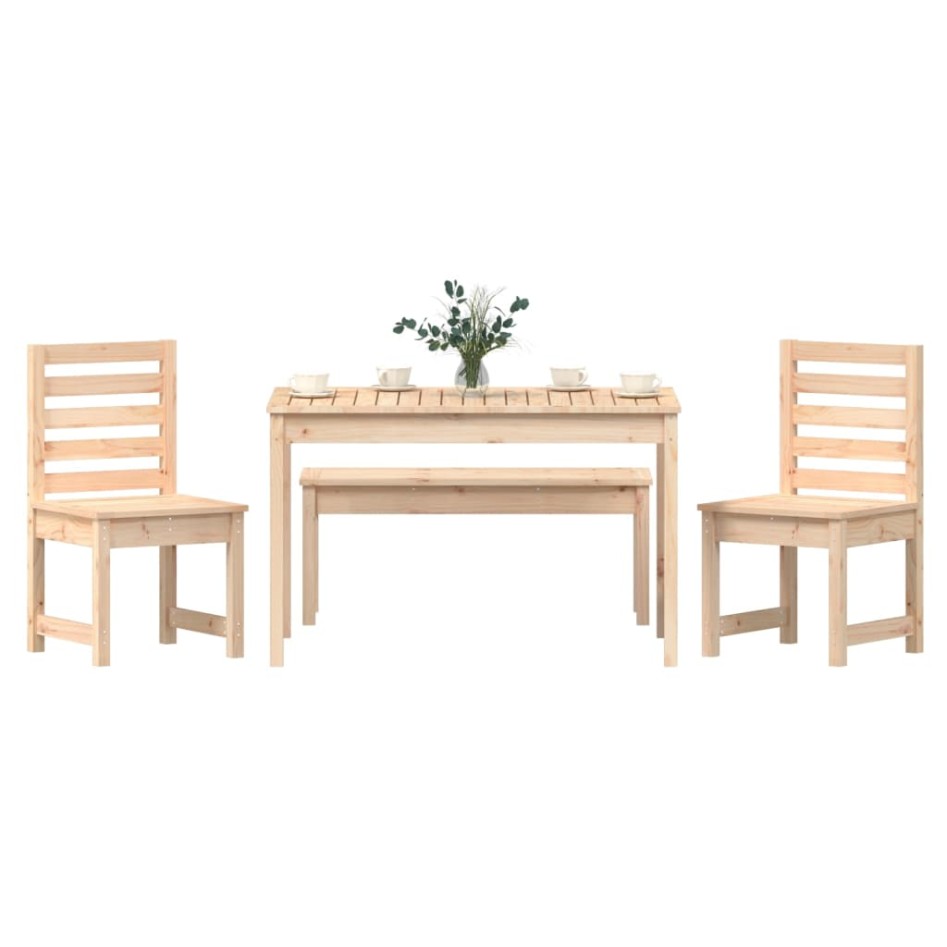 Juego de comedor de jardín 4 piezas madera maciza de